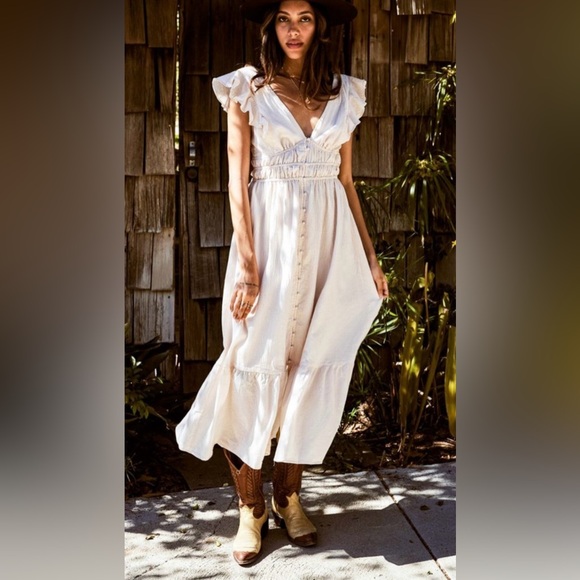 Astr Dresses & Skirts - Revolve ASTR Montreal Ruffle Cutout Midi Dress Size Small Boho Cottagecore